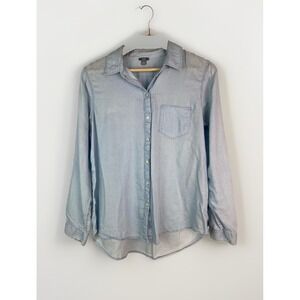 Aerie Women's M Blue Lightweight Cotton Lyocell Blend Button Up Shirt